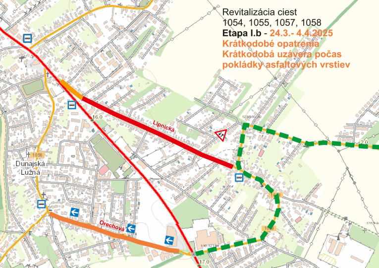 Mapa I.b etapa revitalizácia Orechová ulica